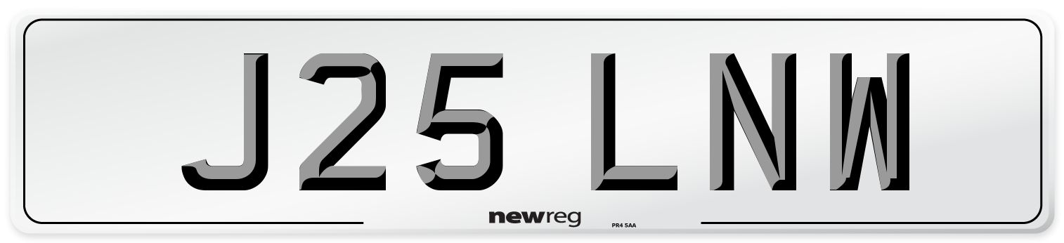 J25 LNW Number Plate from New Reg